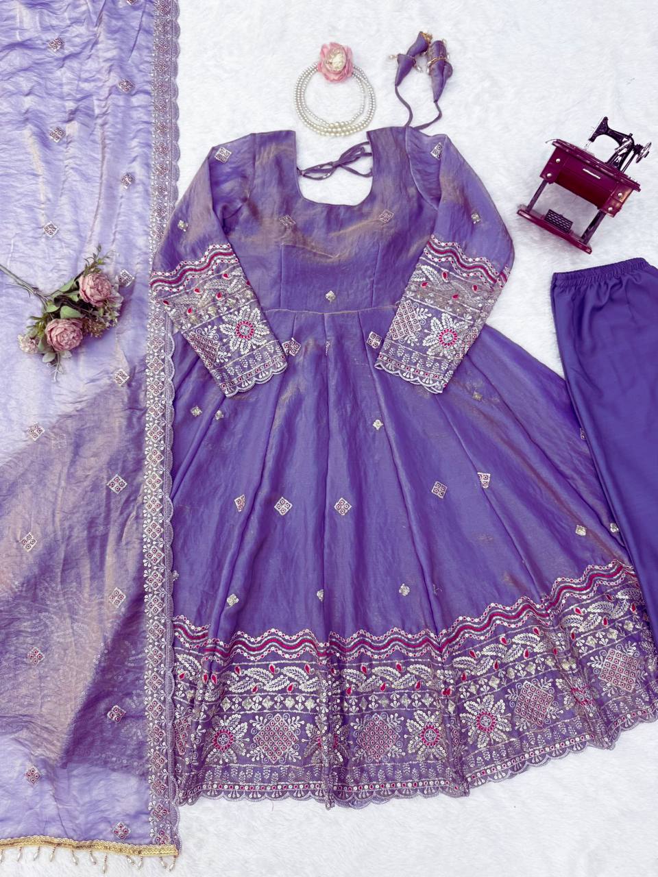 Premium Embroidered Anarkali Suit Set with Dupatta