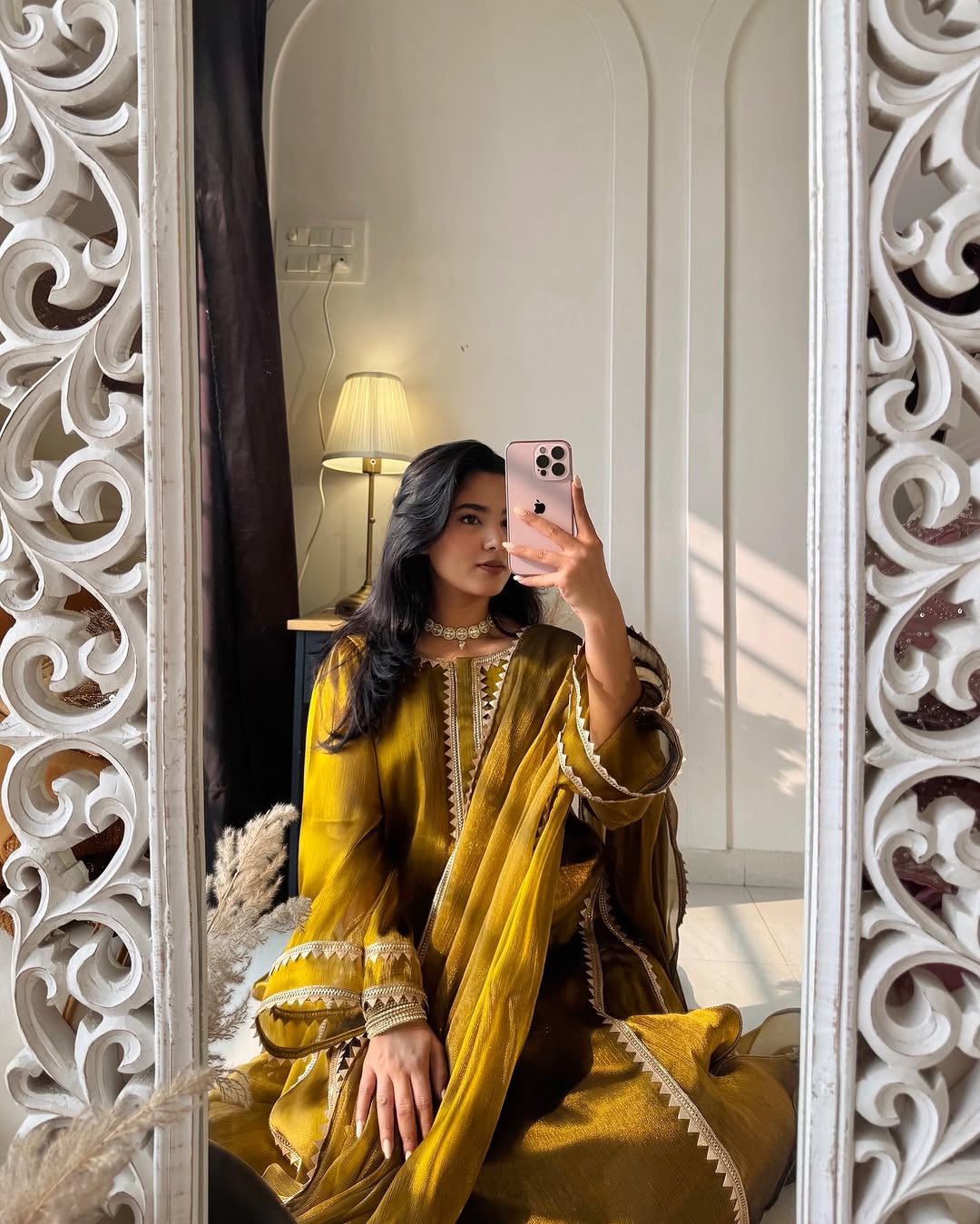Royal Mustard Gold Embroidered Anarkali Suit Set with Dupatta