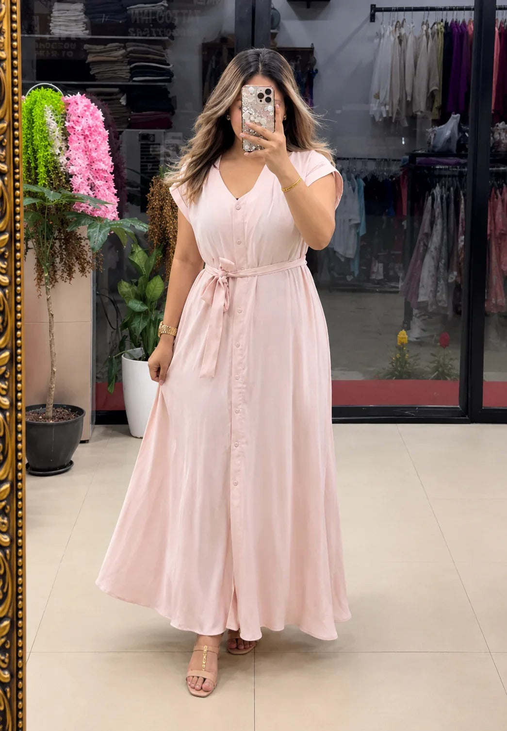 Women’s Belted Maxi Dress – Elegant & Effortless Style