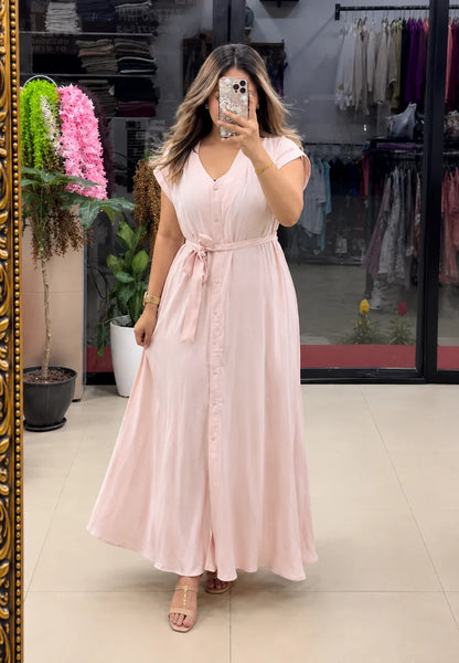 Women’s Belted Maxi Dress – Elegant & Effortless Style