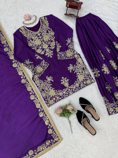 Premium Heavy Embroidered Sharara Suit Set with Dupatta