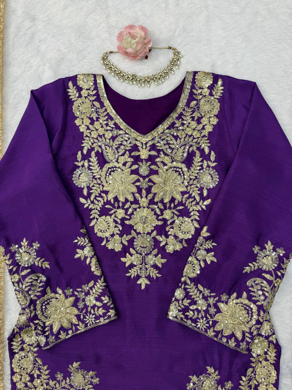 Premium Heavy Embroidered Sharara Suit Set with Dupatta