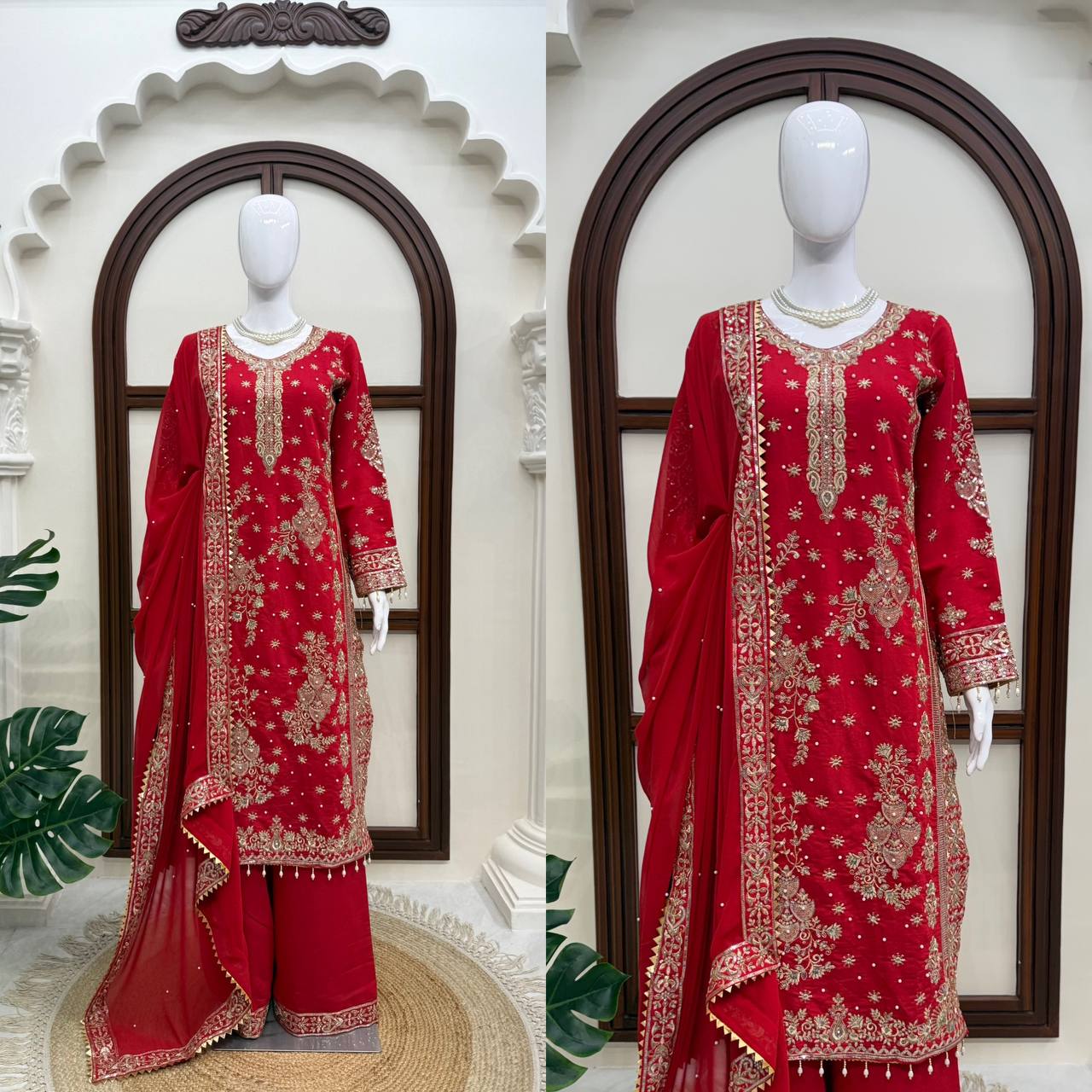 Rani Pink Heavy Embroidered Premium Sharara Suit Set with Dupatta
