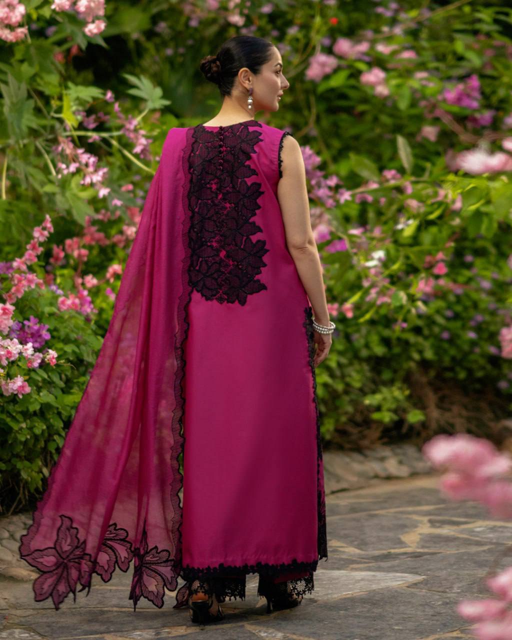 Premium Magenta Embroidered Straight Kurta Set with Dupatta