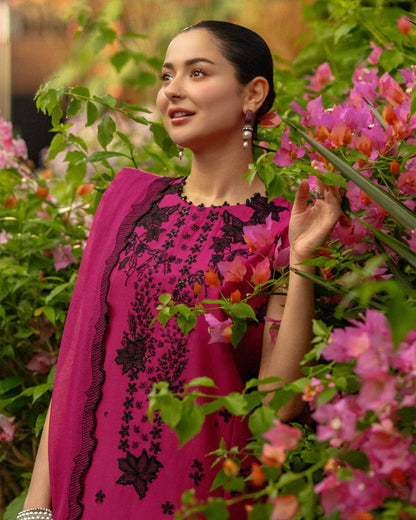 Premium Magenta Embroidered Straight Kurta Set with Dupatta