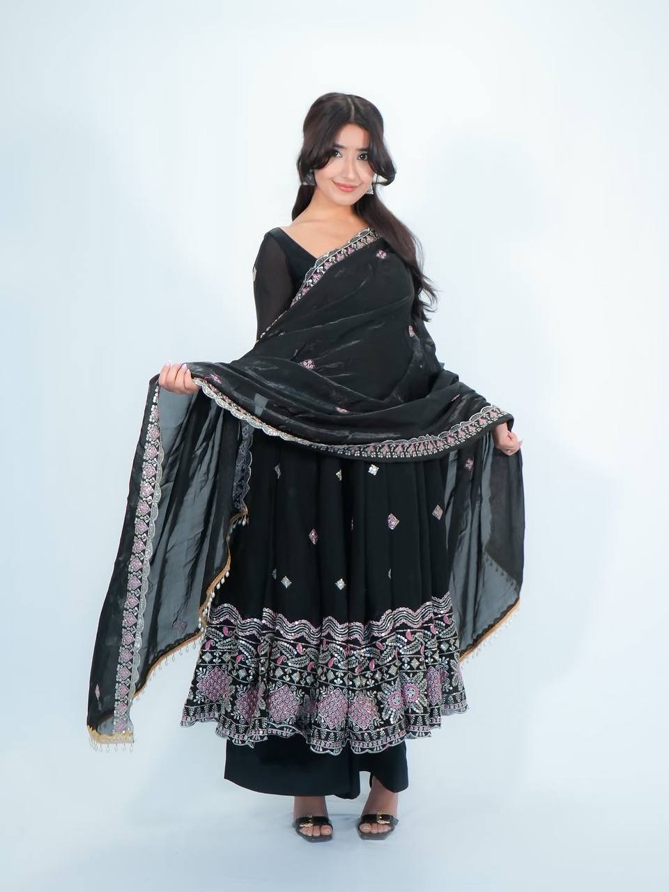 Premium Embroidered Anarkali Suit Set with Dupatta