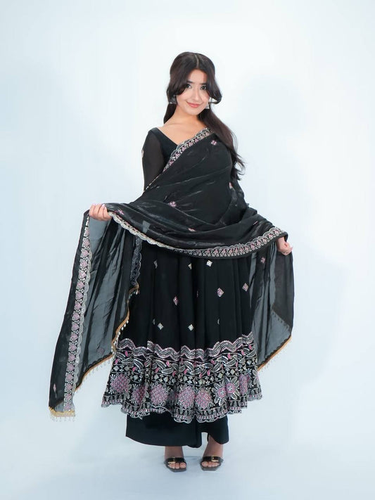 Premium Embroidered Anarkali Suit Set with Dupatta