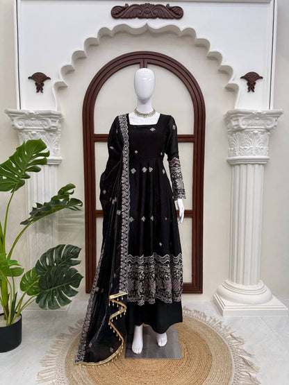 Premium Embroidered Anarkali Suit Set with Dupatta