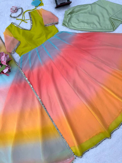 Women’s Pastel Multicolor Georgette Anarkali Dress with Dupatta