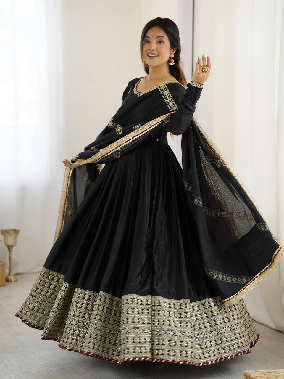 Elegant Embroidered Anarkali Suit Set with Designer Dupatta