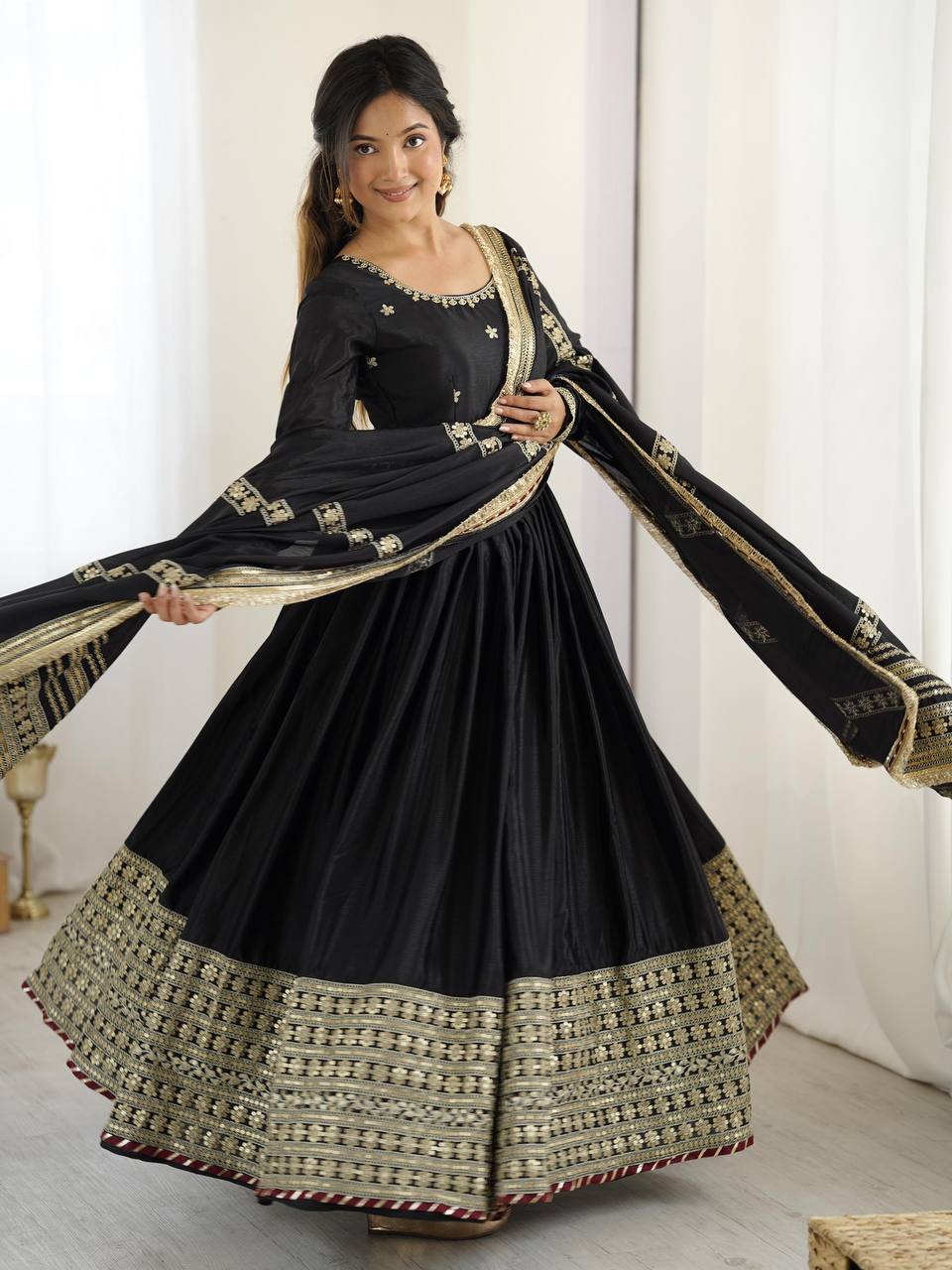 Elegant Embroidered Anarkali Suit Set with Designer Dupatta