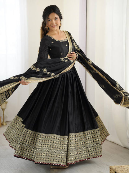 Elegant Embroidered Anarkali Suit Set with Designer Dupatta