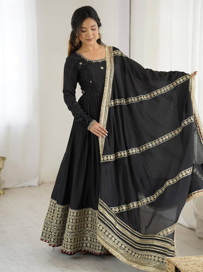 Elegant Embroidered Anarkali Suit Set with Designer Dupatta