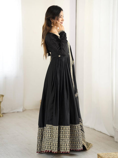 Elegant Embroidered Anarkali Suit Set with Designer Dupatta