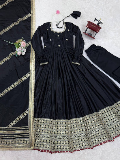 Elegant Embroidered Anarkali Suit Set with Designer Dupatta