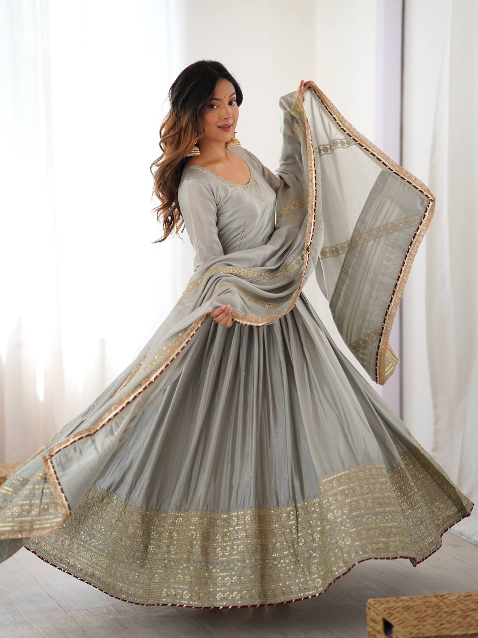 Elegant Embroidered Anarkali Suit Set with Designer Dupatta