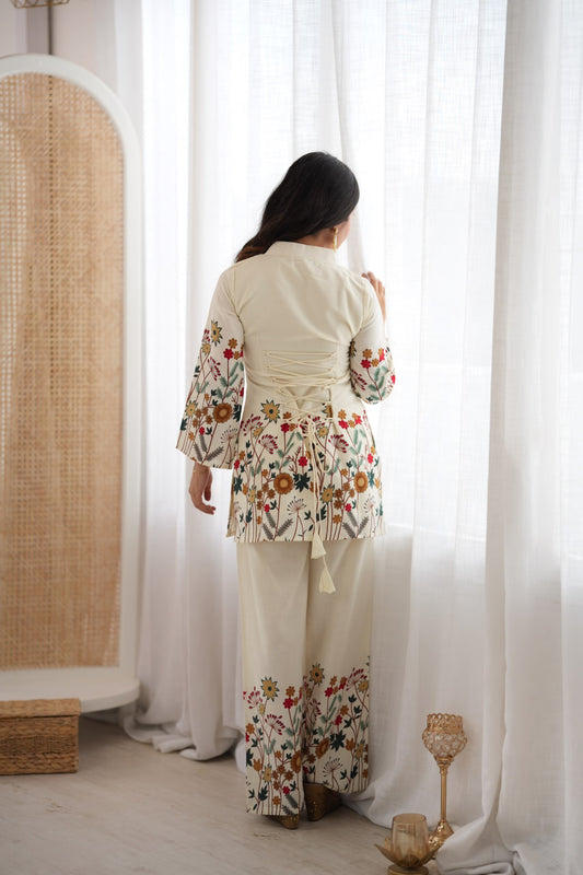 Elegant Floral Printed Kurta & Flared Palazzo Set for Women