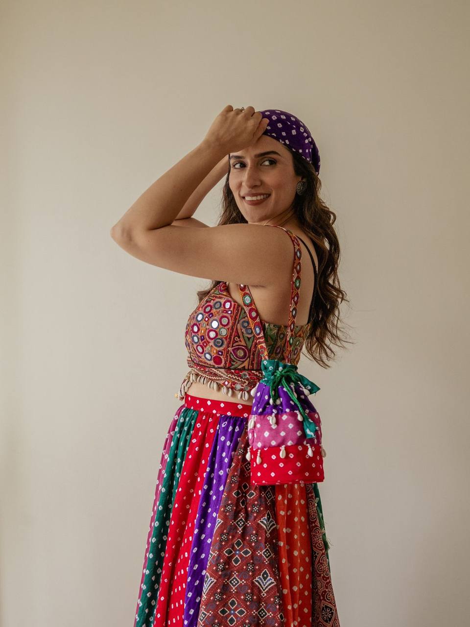 Vibrant Bandhani Print Navratri Lehenga Set – Multicolor Traditional Festive Wear