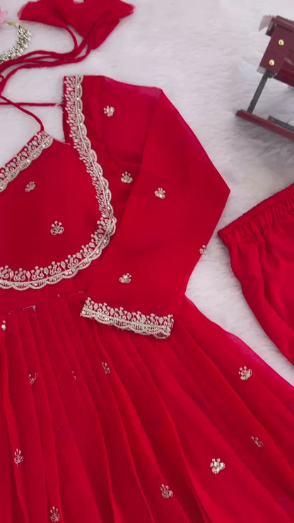 Women's Elegant Anarkali Gown with Golden Embroidery – Festive & Party Wear
